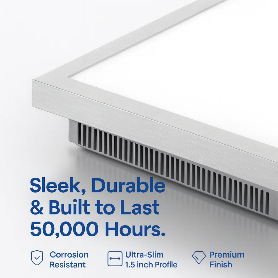 1×4 FT LED Flat Panel Light, 20W/30W/40W Wattage Adjustable, CCT Changeable 4000K/5000K/6500K, 5000 Lumens, Ceiling Panel, DLC & ETL Listed – 5 Year Warranty