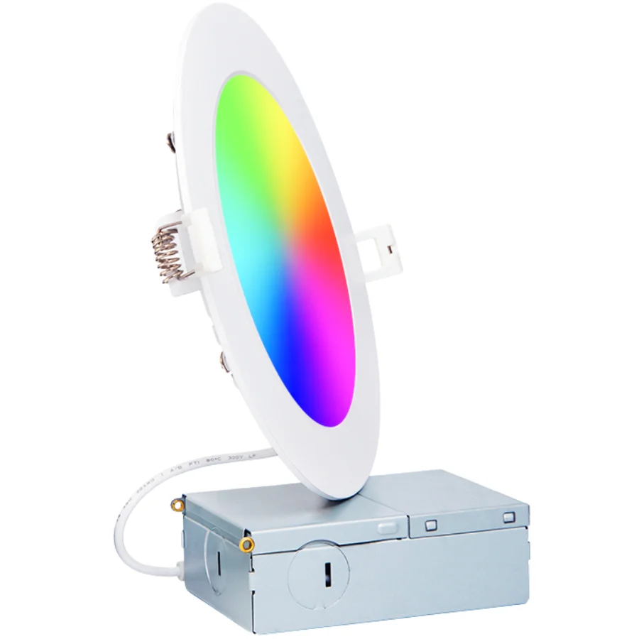 LED Recessed 6 Inch, Smart RGB Color Changing Downlight, 12W, 1080 LM (60W Metal Halide Equivalent), Tuya Smart App & Voice Control, Alexa Compatible, Music Sync
