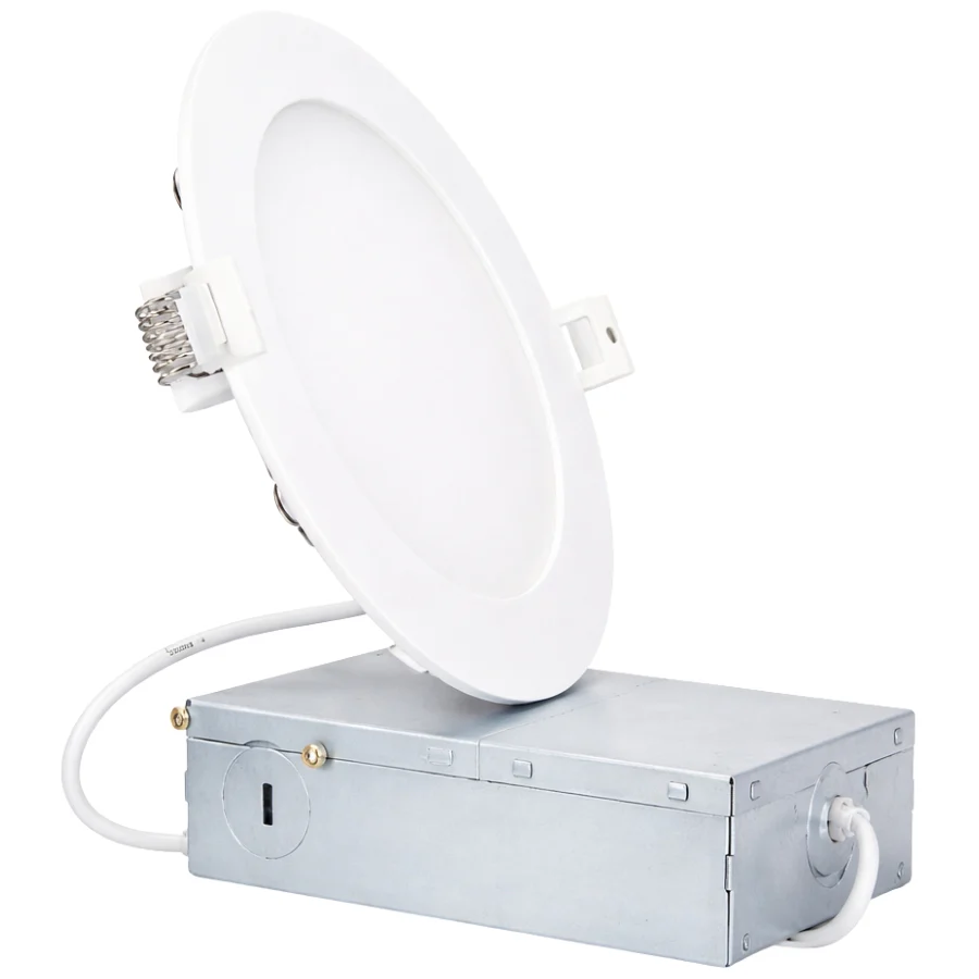 6" 5CCT Ultra-Thin LED Recessed Light with Junction Box, 12W (110W Equivalent), 1000 Lumens, Selectable 2700K–3000K–3500K–4000K–5000K, Dimmable