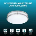 14 inch Dimmable LED Flush Mount Ceiling Light Fixture, Brushed Nickel, 25W, 1750LM, 5700K Slim Design, 120°Light Angle, CRI80, Ceiling Lamp for Bedroom, Kitchen, Office