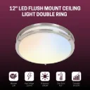 12 inch Dimmable LED Flush Mount Ceiling Light Fixture, Brushed Nickel, 16W, 1350LM, 2.7K/3.5K/4K/5K/6.5K Adjustbale, 120°Light Angle, CRI80, Ceiling Lamp for Bedroom, Kitchen, Office