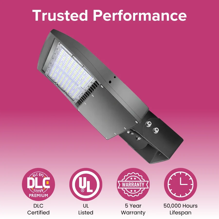100W LED Parking Lot Light Yoke Mount, 14000 Lumens, 5000K Daylight, Type III Distribution, 1-10V Dimmable, Photocell Optional, 100-277V, IP65 Waterproof, 300W MH Equivalent, UL DLC 5.1