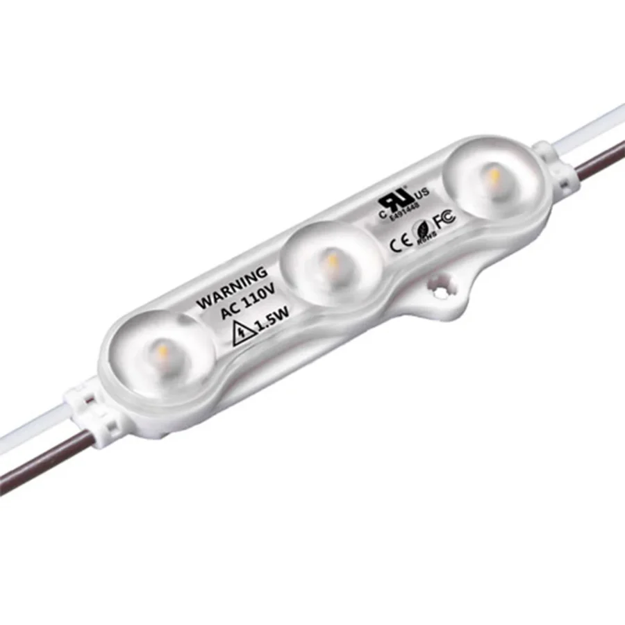 LED Modules SMD 2835 1.5W 100pcs Set – Red/Green/White, 390LM/Module, 110V/220V Direct Power, IP65 Waterproof, 130LM/W, CRI 90+, Dimmable, UL Certified, 50,000 Hrs, 3-Year Warranty, 48FT Length